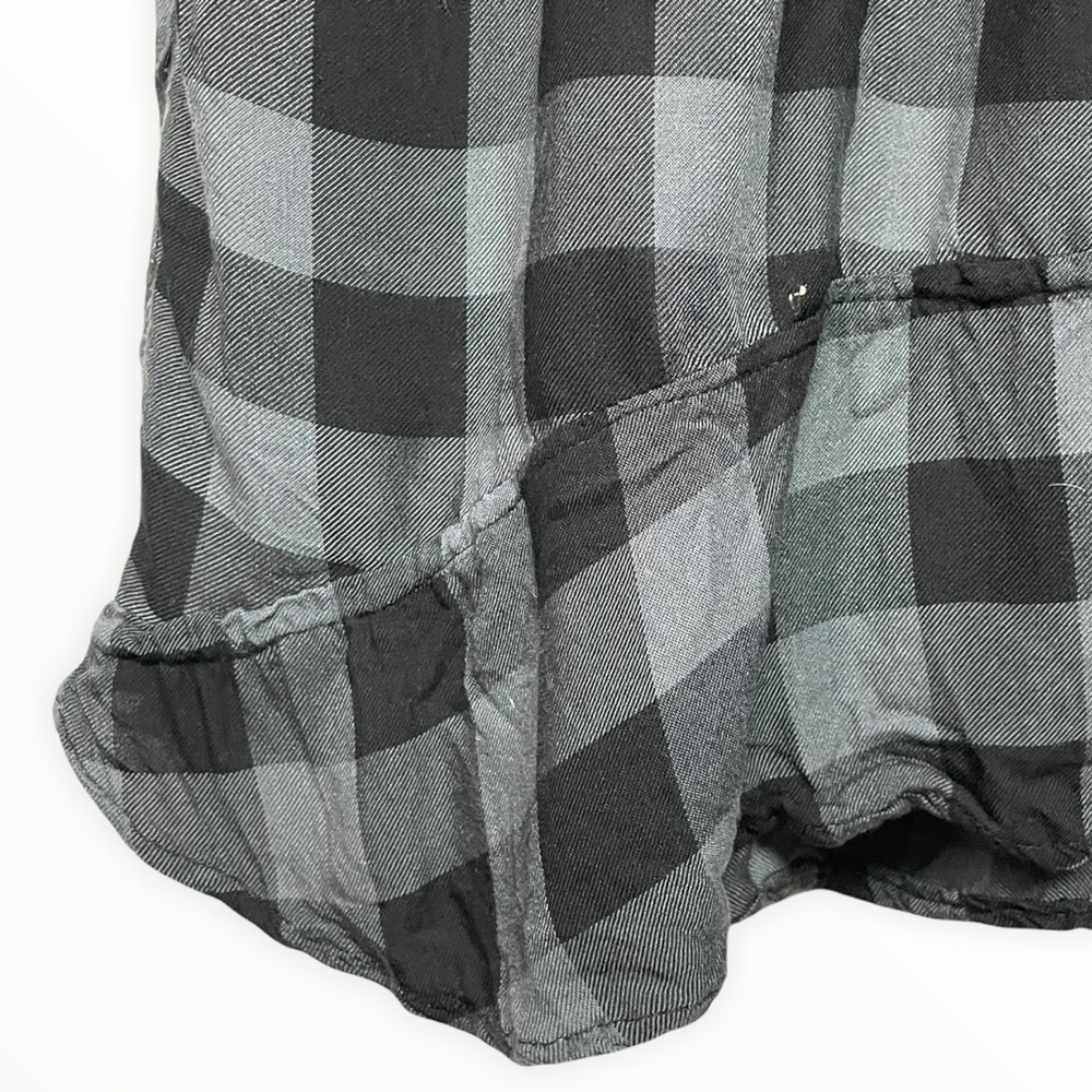Torrid Black Grey Buffalo Check Button Front Challis Baby Doll Tunic, 2, 2X - Picture 5 of 11